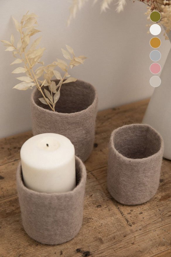 Petits pots gigogne en laine feutrée | MUSKHANE