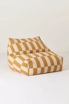 Fauteuil pouf enfant 'Vibes' Carreaux Moutarde et Sable | NOBODINOZ