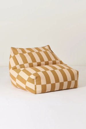 Fauteuil pouf enfant 'Vibes' Carreaux Moutarde et Sable | NOBODINOZ