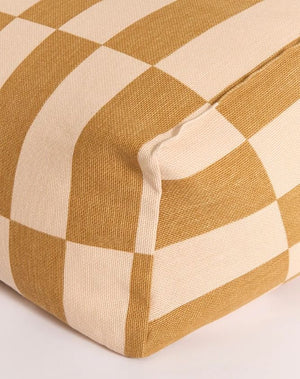 Fauteuil pouf enfant 'Vibes' Carreaux Moutarde et Sable | NOBODINOZ