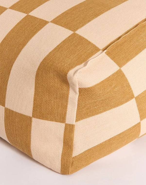Fauteuil pouf enfant 'Vibes' Carreaux Moutarde et Sable | NOBODINOZ