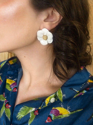 Puces d'oreilles Fleur blanche | NACH BIJOUX