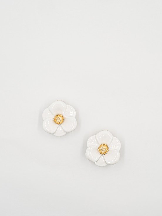 Puces d'oreilles Fleur blanche | NACH BIJOUX