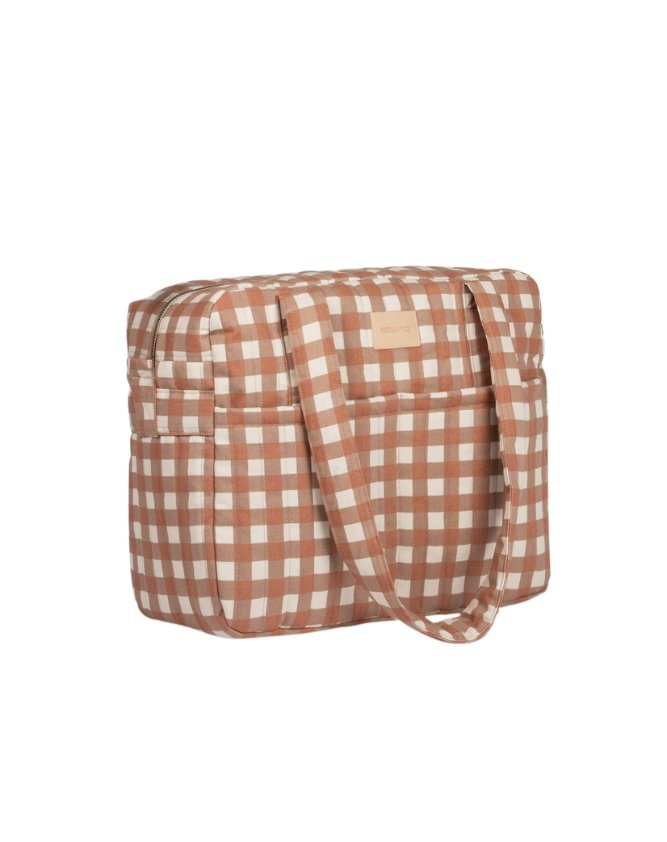 Sac à langer 'Hyde Park' imperméable Terracota Checks | NOBODINOZ