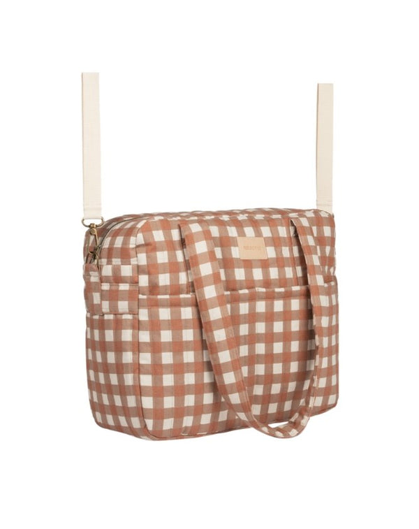 Sac à langer 'Hyde Park' imperméable Terracota Checks | NOBODINOZ