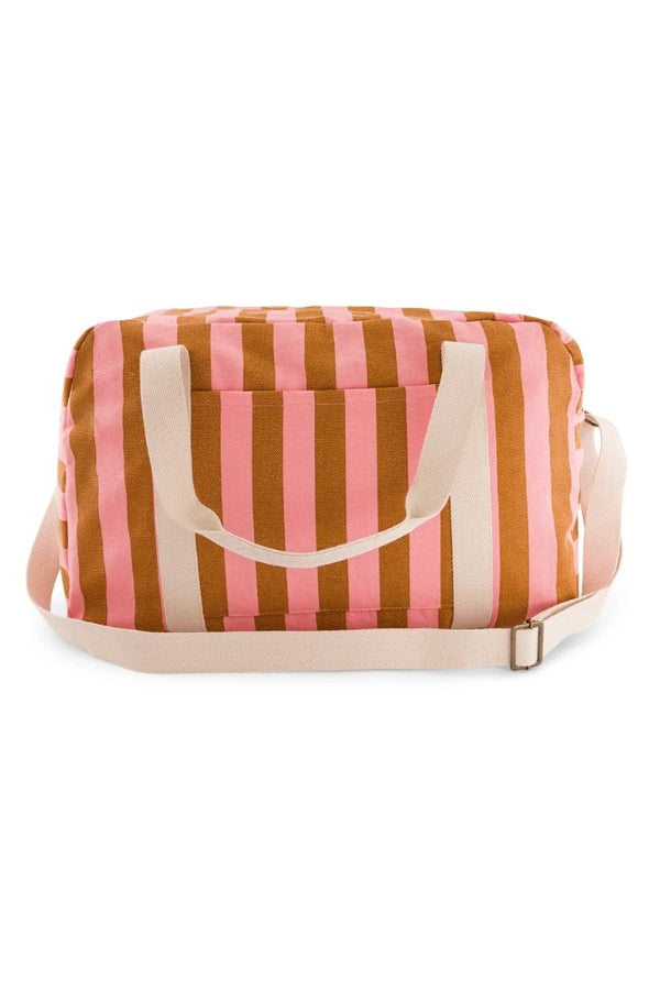 Sac à langer/week-end 'Raphael' Rayures Caramel / Strawberry | ROSE IN APRIL