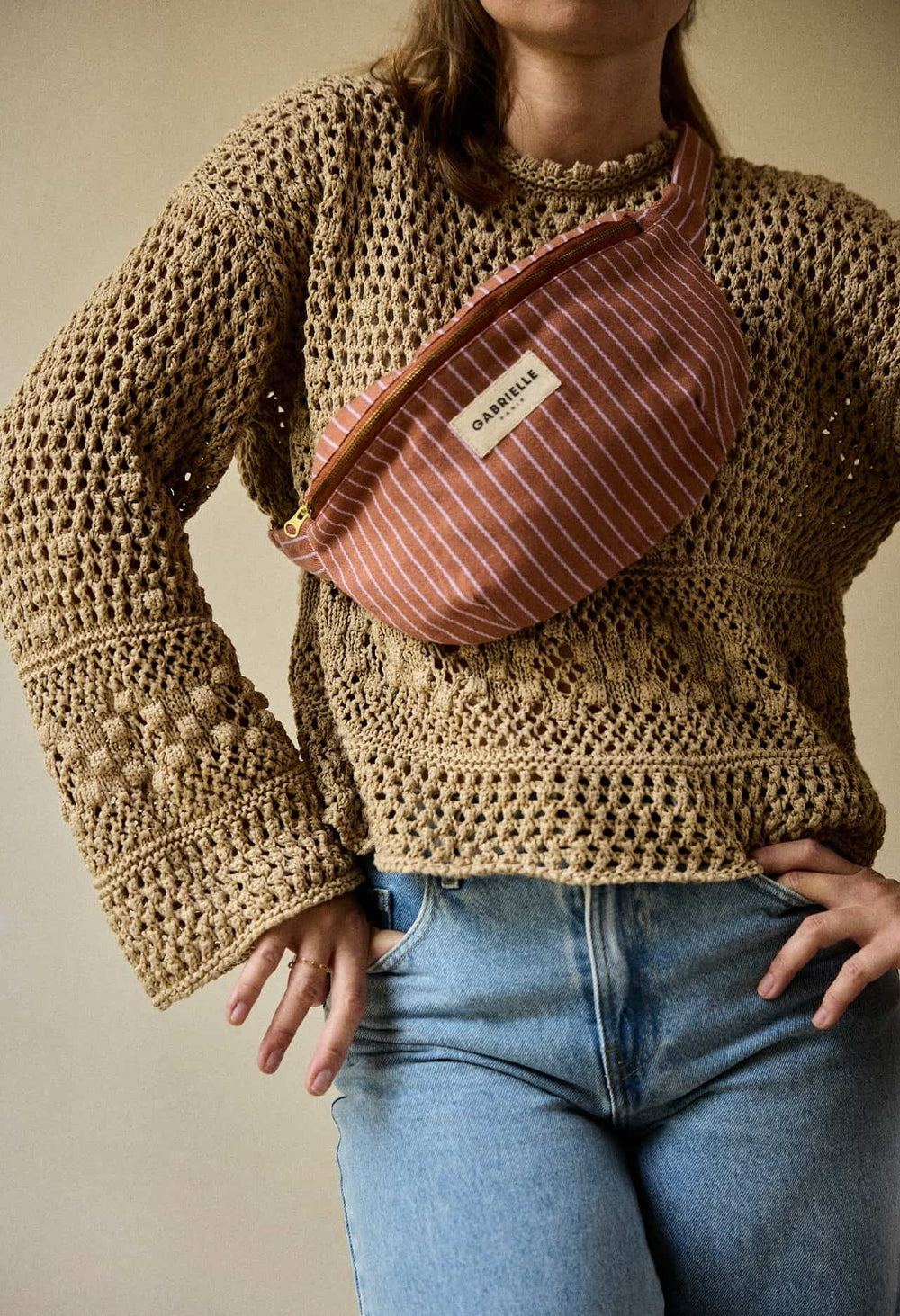 Sac banane Rayures lilas | GABRIELLE PARIS