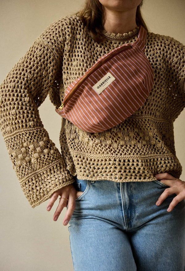 Sac banane Rayures lilas | GABRIELLE PARIS