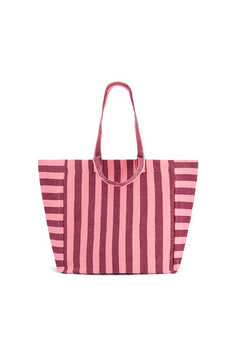 Sac cabas 'Elisa' Rayures Bordeaux / Pink Flamingo | ROSE IN APRIL
