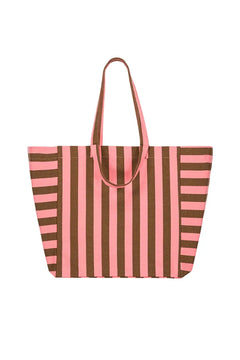 Sac cabas 'Elisa' Rayures Funky pink / Olive | ROSE IN APRIL