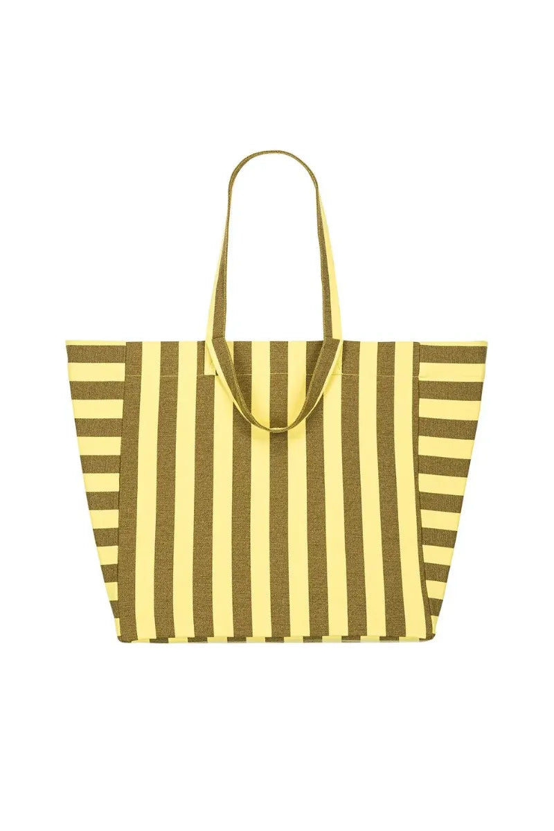 Sac cabas 'Elisa' Rayures Lemon / Olive | ROSE IN APRIL