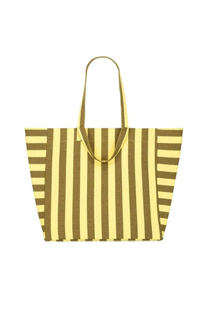 Sac cabas 'Elisa' Rayures Lemon / Olive | ROSE IN APRIL