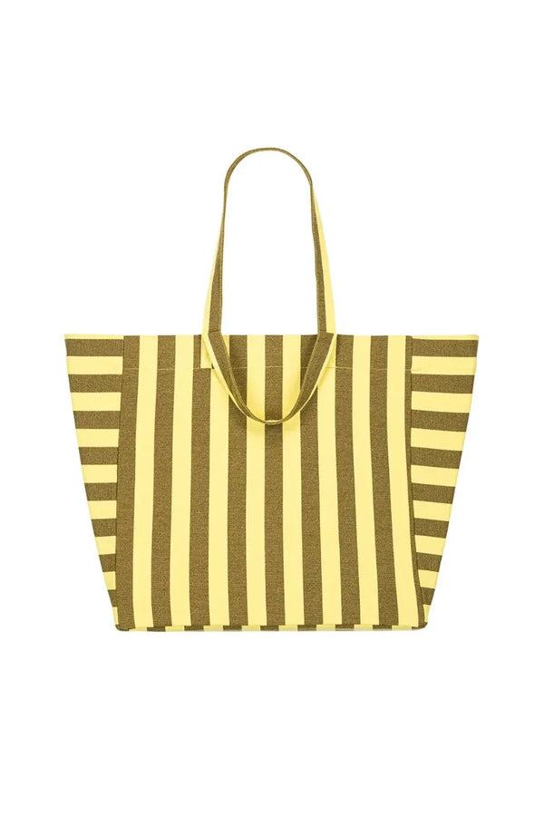 Sac cabas 'Elisa' Rayures Lemon / Olive | ROSE IN APRIL