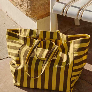 Sac cabas 'Elisa' Rayures Lemon / Olive | ROSE IN APRIL