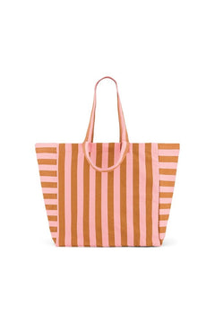 Sac cabas 'Elisa' Rayures Caramel / Strawberry | ROSE IN APRIL