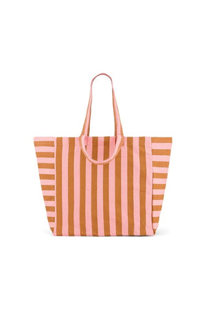 Sac cabas 'Elisa' Rayures Caramel / Strawberry | ROSE IN APRIL