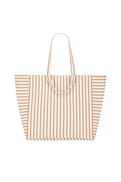 Sac cabas 'Elisa' Rayures tennis Pecan / Greige | ROSE IN APRIL