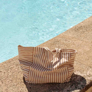 Sac cabas 'Elisa' Rayures tennis Pecan / Greige | ROSE IN APRIL