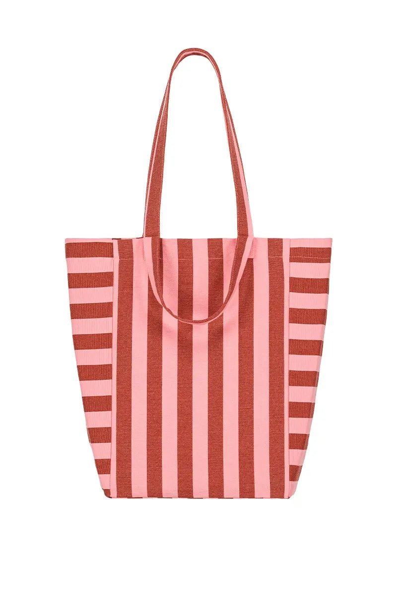 Sac cabas 'Elisabeth' Rayures Brick / Pink | ROSE IN APRIL