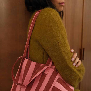 Sac cabas 'Elisabeth' Rayures Brick / Pink | ROSE IN APRIL