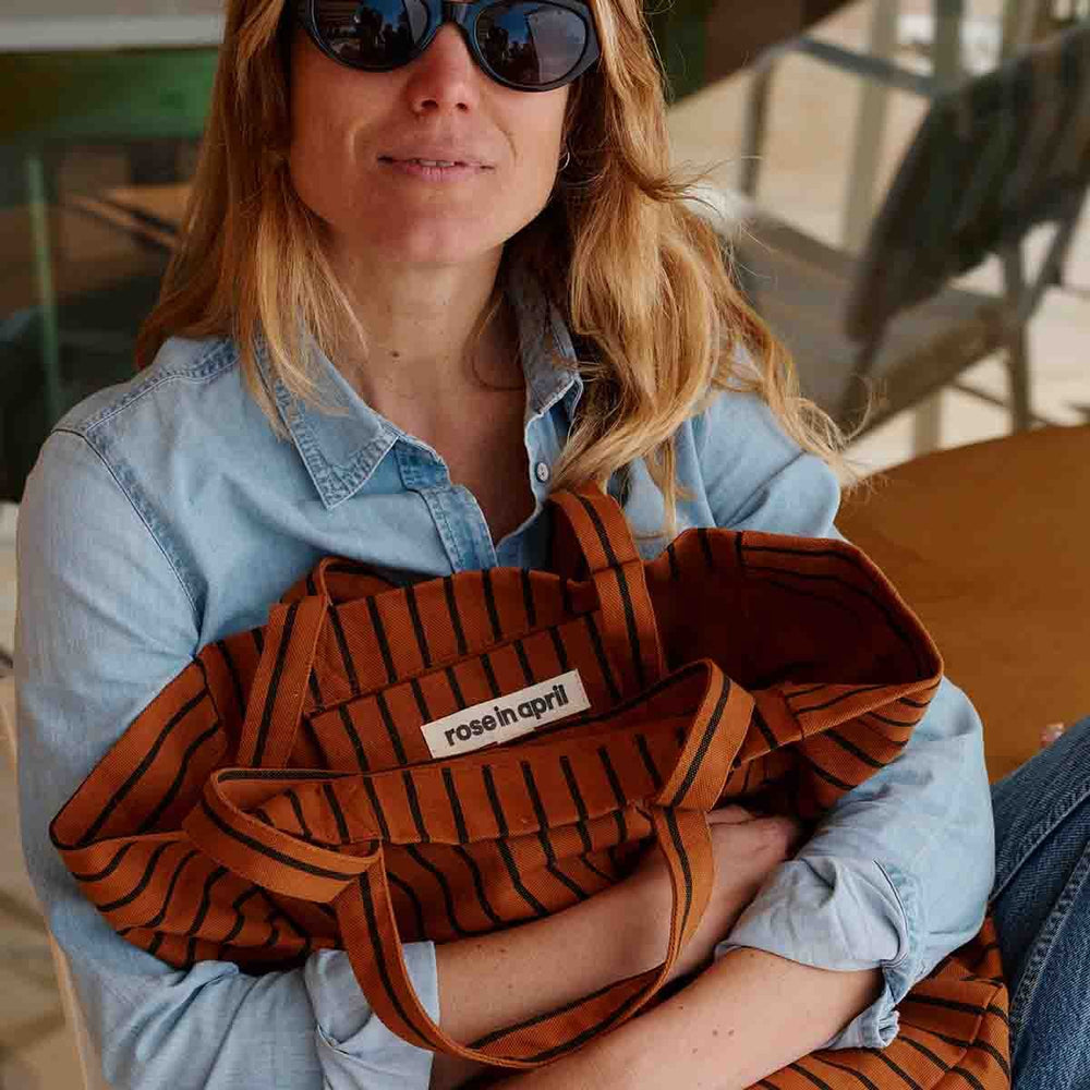 Sac cabas 'Elisabeth' Rayures Tennis Ginger | ROSE IN APRIL