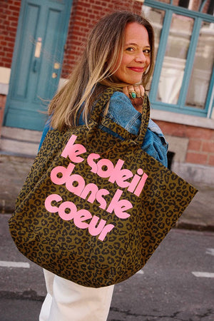 Sac cabas 'Le Soleil' Graou Olive | ROSE IN APRIL X MOUFLETTE