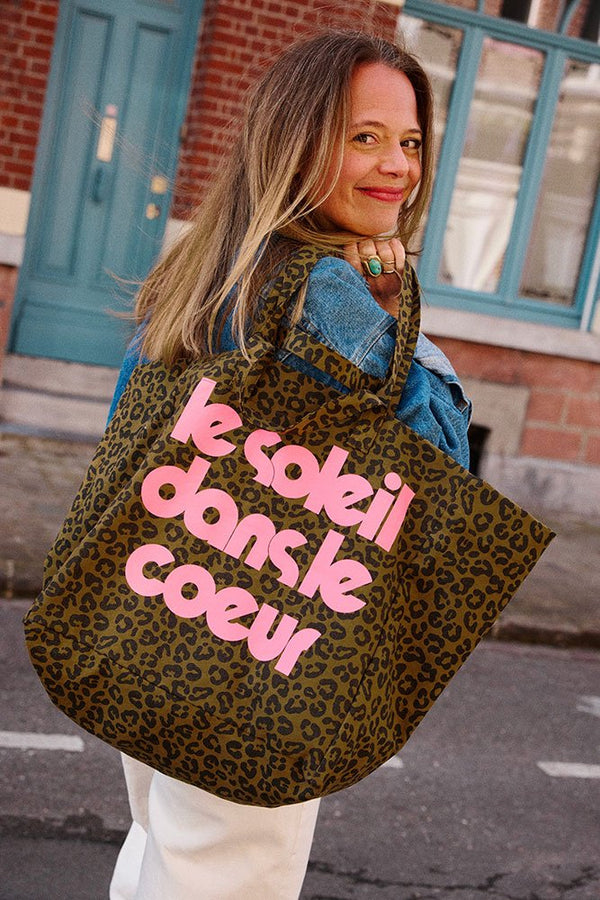Sac cabas 'Le Soleil' Graou Olive | ROSE IN APRIL X MOUFLETTE