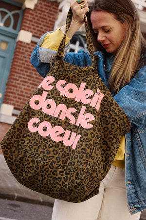 Sac cabas 'Le Soleil' Graou Olive | ROSE IN APRIL X MOUFLETTE