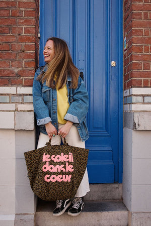 Sac cabas 'Le Soleil' Graou Olive | ROSE IN APRIL X MOUFLETTE