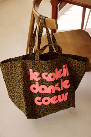Sac cabas 'Le Soleil' Graou Olive | ROSE IN APRIL X MOUFLETTE