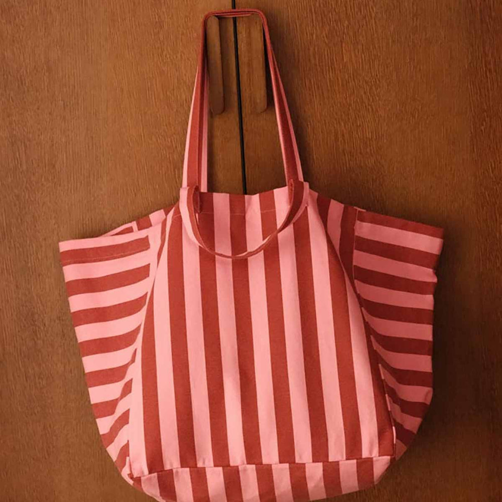 Sac cabas 'Elisa' Rayures Brick / Pink | ROSE IN APRIL