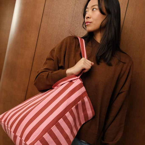 Sac cabas 'Elisa' Rayures Brick / Pink | ROSE IN APRIL