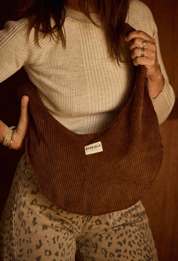 Sac 'New B' Velours Camel | GABRIELLE