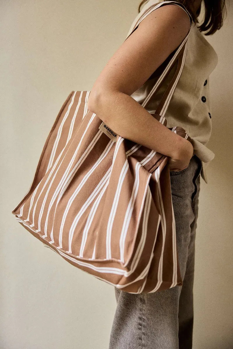 Sac week-end Rayures noisette | GABRIELLE PARIS
