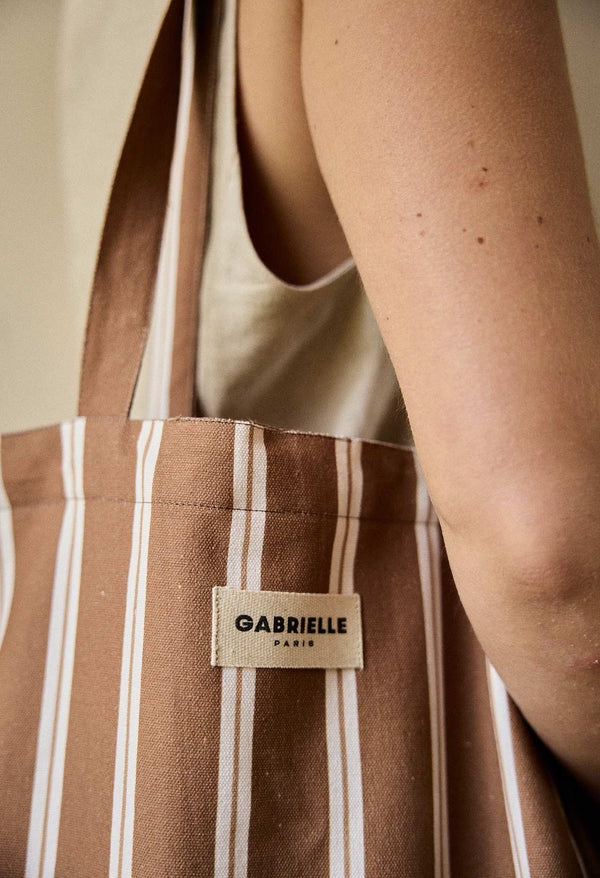 Sac week-end Rayures noisette | GABRIELLE PARIS