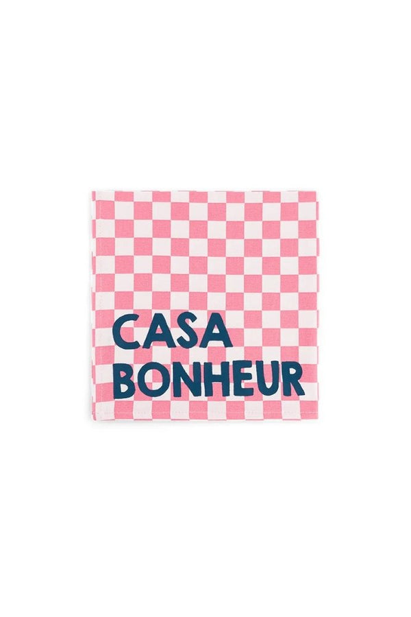 Serviette de table 'Joséphine' Damier Strawberry 'Casa Bonheur' | ROSE IN APRIL