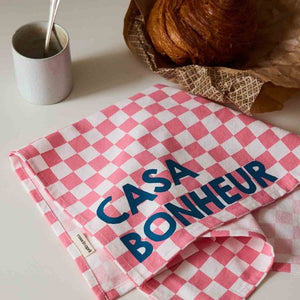 Serviette de table 'Joséphine' Damier Strawberry 'Casa Bonheur' | ROSE IN APRIL