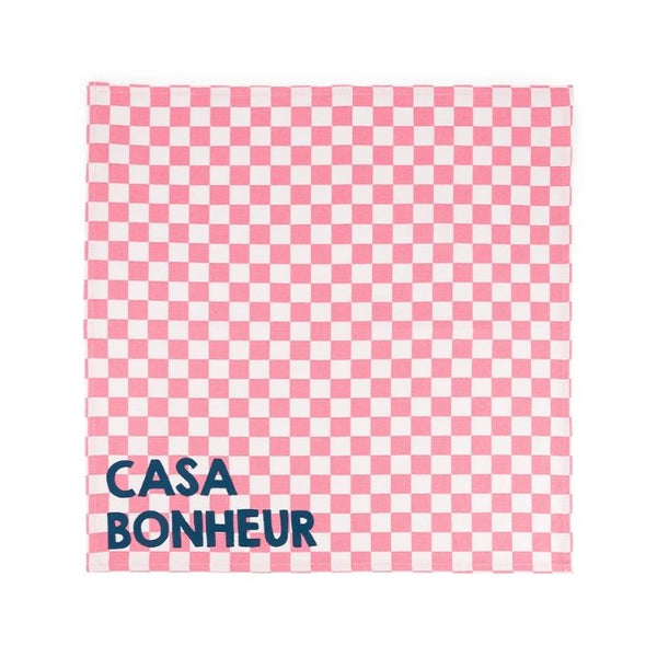 Serviette de table 'Joséphine' Damier Strawberry 'Casa Bonheur' | ROSE IN APRIL