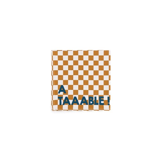 Serviette de table 'Joséphine' Damier Caramel 'A taable !' | ROSE IN APRIL