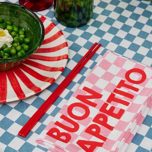 Serviette de table 'Joséphine' Damier Strawberry 'Buon Appetito' | ROSE IN APRIL