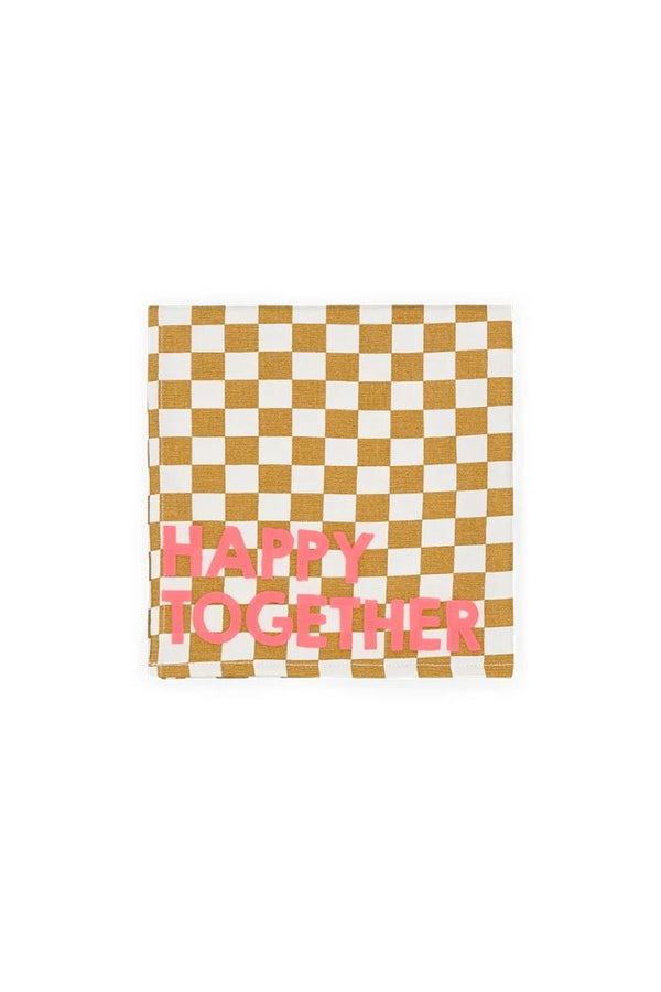 Serviette de table 'Joséphine' Damier Caramel 'Happy Together' | ROSE IN APRIL