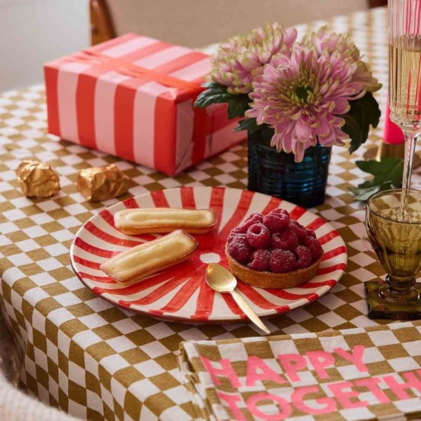 Serviette de table 'Joséphine' Damier Caramel 'Happy Together' | ROSE IN APRIL