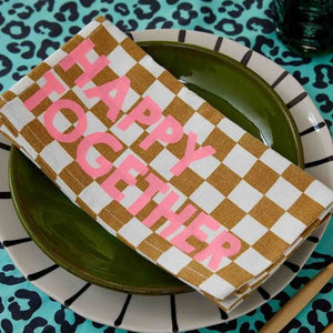 Serviette de table 'Joséphine' Damier Caramel 'Happy Together' | ROSE IN APRIL