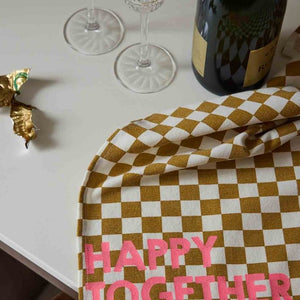 Serviette de table 'Joséphine' Damier Caramel 'Happy Together' | ROSE IN APRIL