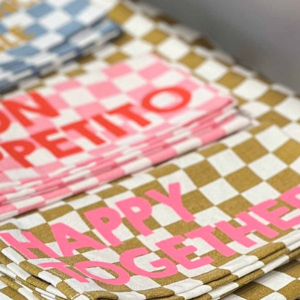 Serviette de table 'Joséphine' Damier Caramel 'Happy Together' | ROSE IN APRIL