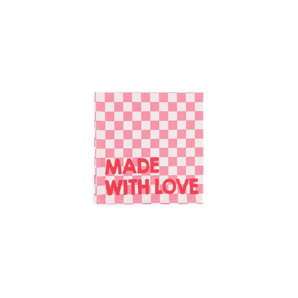 Serviette de table 'Joséphine' Damier Strawberry 'Made With Love' | ROSE IN APRIL