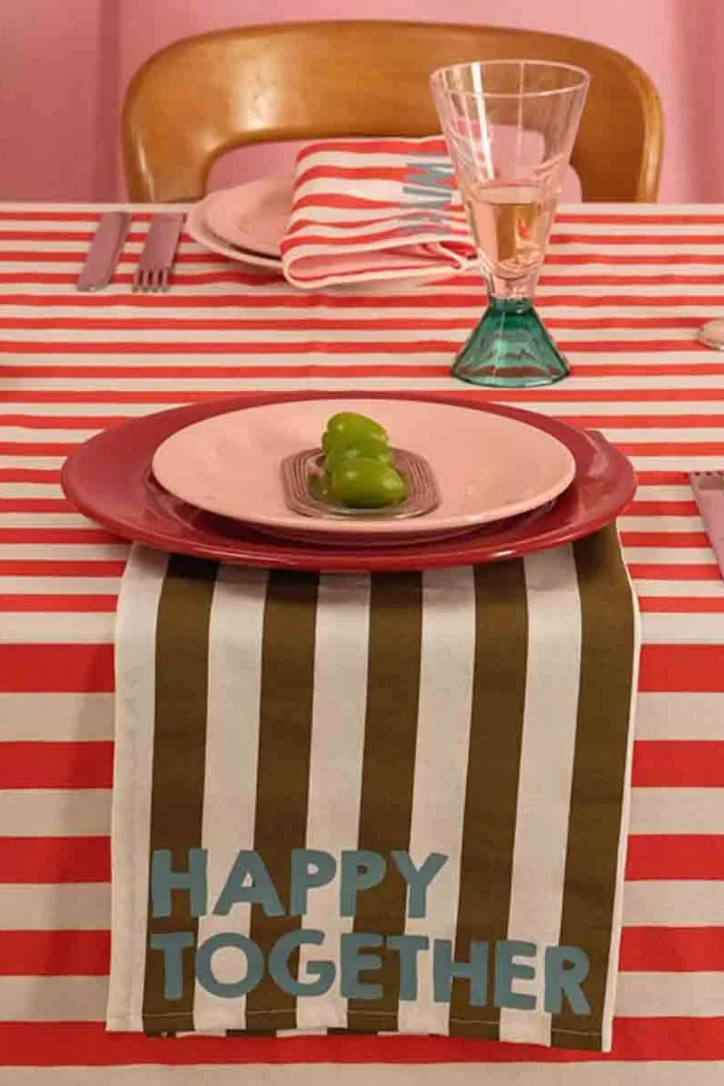 Serviette de table 'Joséphine' Rayures Olive 'Happy Together' | ROSE IN APRIL