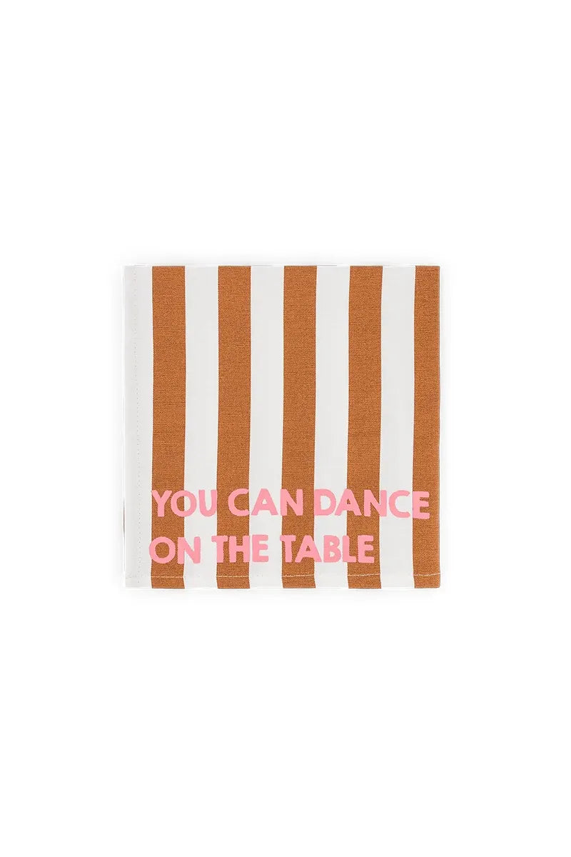 Serviette de table 'Joséphine' Rayures Pecan 'You can dance on the table' | ROSE IN APRIL
