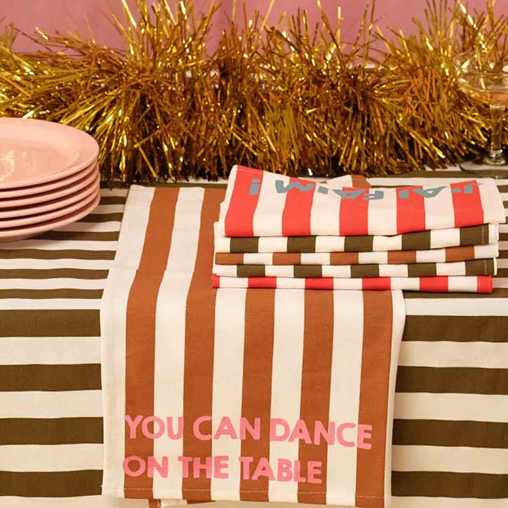 Serviette de table 'Joséphine' Rayures Pecan 'You can dance on the table' | ROSE IN APRIL