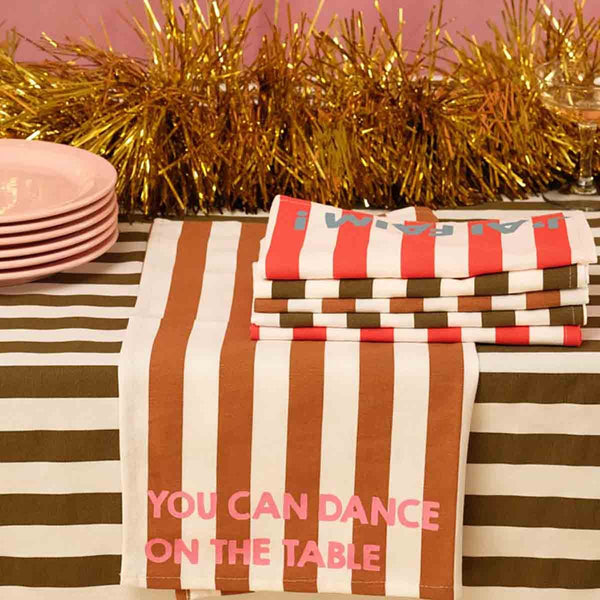 Serviette de table 'Joséphine' Rayures Pecan 'You can dance on the table' | ROSE IN APRIL